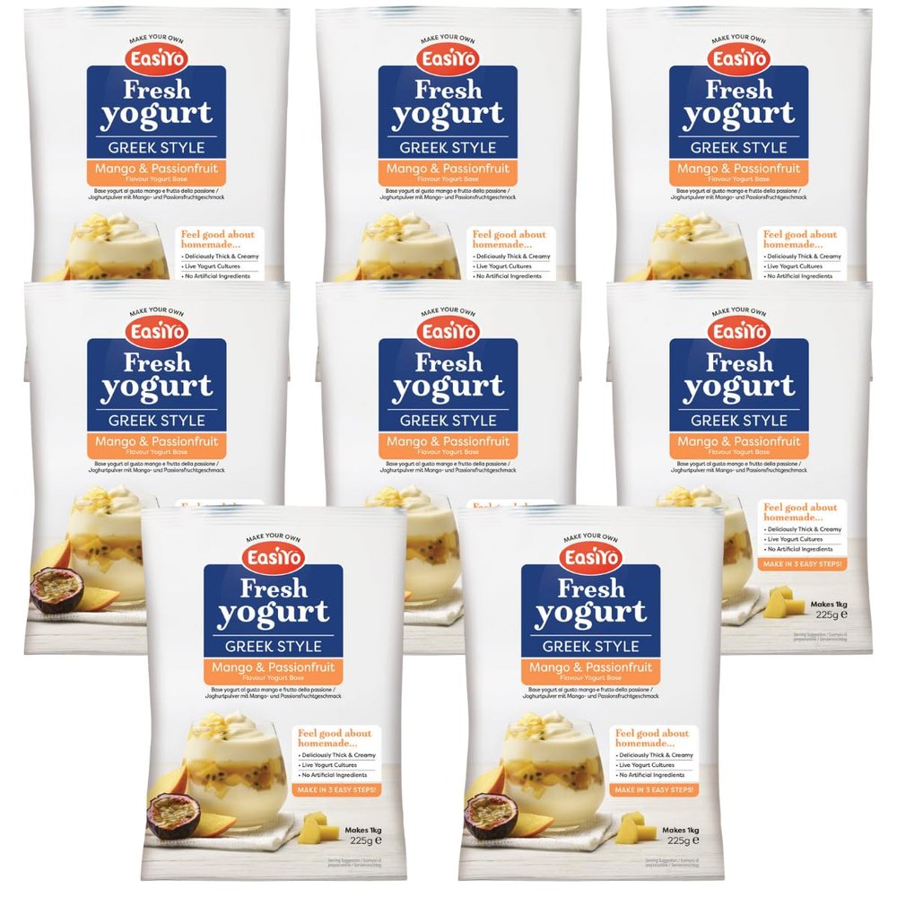 EasiYo Yogurt Greek Style Mango and Passionfruit 8 Pack Yoghurt