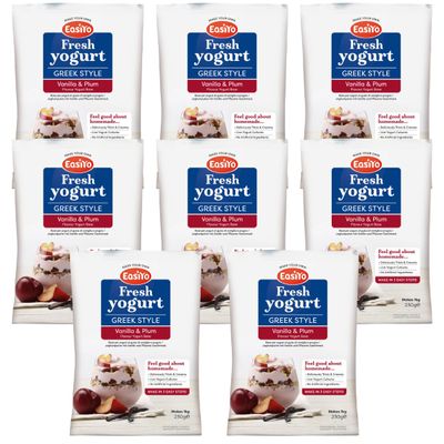 EasiYo Yogurt Greek Style Vanilla & Plum 8 Pack Yoghurt