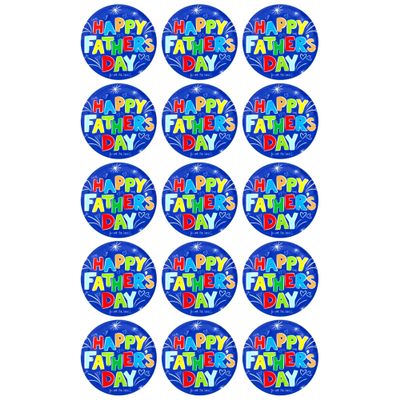 15 x Father's Day Blue Edible Wafer or Icing Cupcake Topper Fun Dad Party Cake Decorations Perfect For Brownies Cookies Muffins & More! (Premium Icing Sheet)
