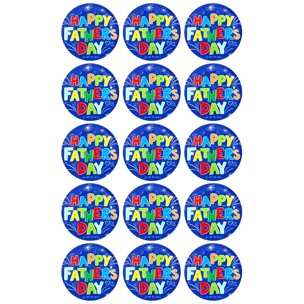15 x Father's Day Blue Edible Wafer or Icing Cupcake Topper Fun Dad Party Cake Decorations Perfect For Brownies Cookies Muffins & More! (Premium Icing Sheet)