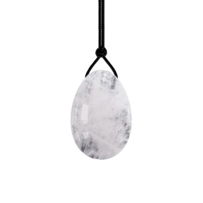 1pc Rock Crystal Drilled Yoni Egg Natural Jade Eggs Massage Ball Women Kegel Exercise(M)