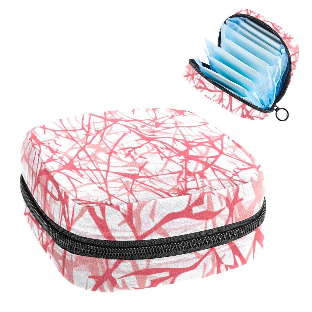 Abstract Scratch Pink Camo First Period Kit for Girls, Tampon Pantyliners Menstrual Purse, Nursing Pad Holder with Zipper, Sanitary Collect Napkin Bag Organizer