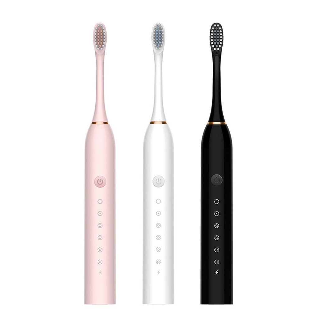 Adult Electric Toothbrush with 8 Brush Heads, 6 Modes Rechargeable Electric Power Toothbrush,IPX7 Rechargeable Soft Bristles Electric Toothbrush Travel Home (Color : Black, Size : 1PCS)