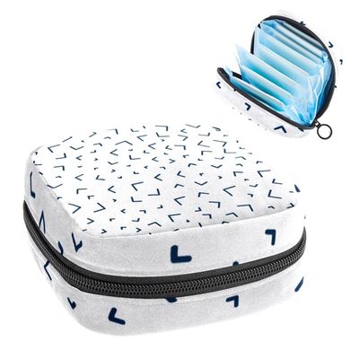 Memphis Black Right Angle First Period Kit for Girls, Tampon Pantyliners Menstrual Purse, Nursing Pad Holder with Zipper, Sanitary Collect Napkin Bag Organizer