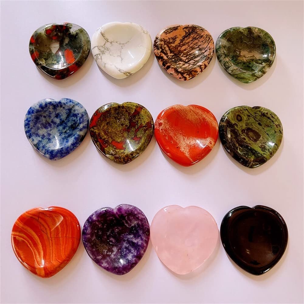 IDUTQUMW Home Decoration Worry Stone Heart Shape Pocket Natural Gemstone Crystal ReikiFinger Massage th Gift Stones