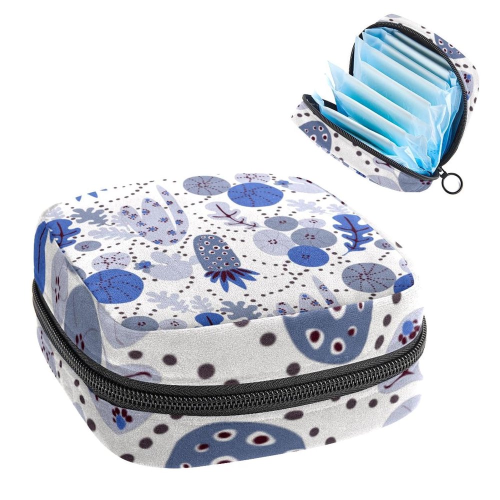 Abstract Art Plants First Period Kit for Girls, Tampon Pantyliners Menstrual Purse, Nursing Pad Holder with Zipper, Sanitary Collect Napkin Bag Organizer