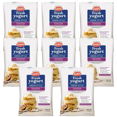 EasiYo Yogurt Greek Style Passionfruit 8 Pack Yoghurt 1KG Sachets