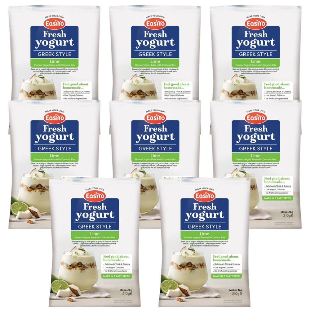 EasiYo Yogurt Greek Style Lime With Coconut Bits 8 Pack Yoghurt