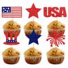 24Pcs 4th of July Cupcake Toppers Red Blue White Glitter Star Flag Patriotic Cupcake Picks Wedding Bridal Shower Baby Shower Birthday Memorial Independence Day Party Supplies Cake Decorations (Flag) view 1