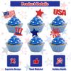 24Pcs 4th of July Cupcake Toppers Red Blue White Glitter Star Flag Patriotic Cupcake Picks Wedding Bridal Shower Baby Shower Birthday Memorial Independence Day Party Supplies Cake Decorations (Flag) view 3