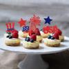 24Pcs 4th of July Cupcake Toppers Red Blue White Glitter Star Flag Patriotic Cupcake Picks Wedding Bridal Shower Baby Shower Birthday Memorial Independence Day Party Supplies Cake Decorations (Flag) view 4