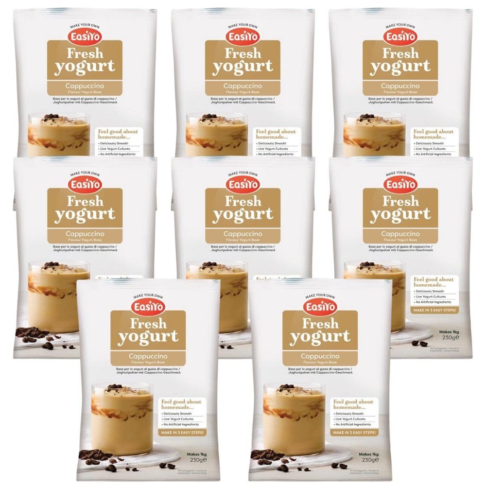 EasiYo Yogurt Cappuccino, 8 Pack | Each Bag Makes 1 kg Yoghurt