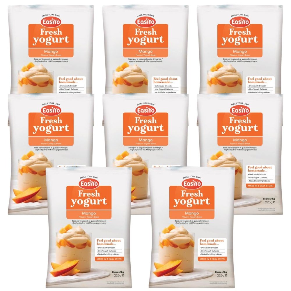EasiYo Yoghurt Mango, 8 Bags | Each Bag Makes 1 kg Yoghurt