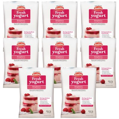 EasiYo Yogurt Raspberry, 8 Pack | Each Bag Makes 1 kg Yoghurt