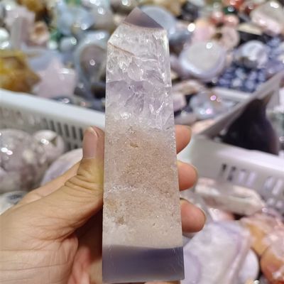 BIANMTSW Home Collections Natural Magic Natural Violet Agate Stone Column Crystal Home Office Decoration Craft Gifts (Size : 300-350g)