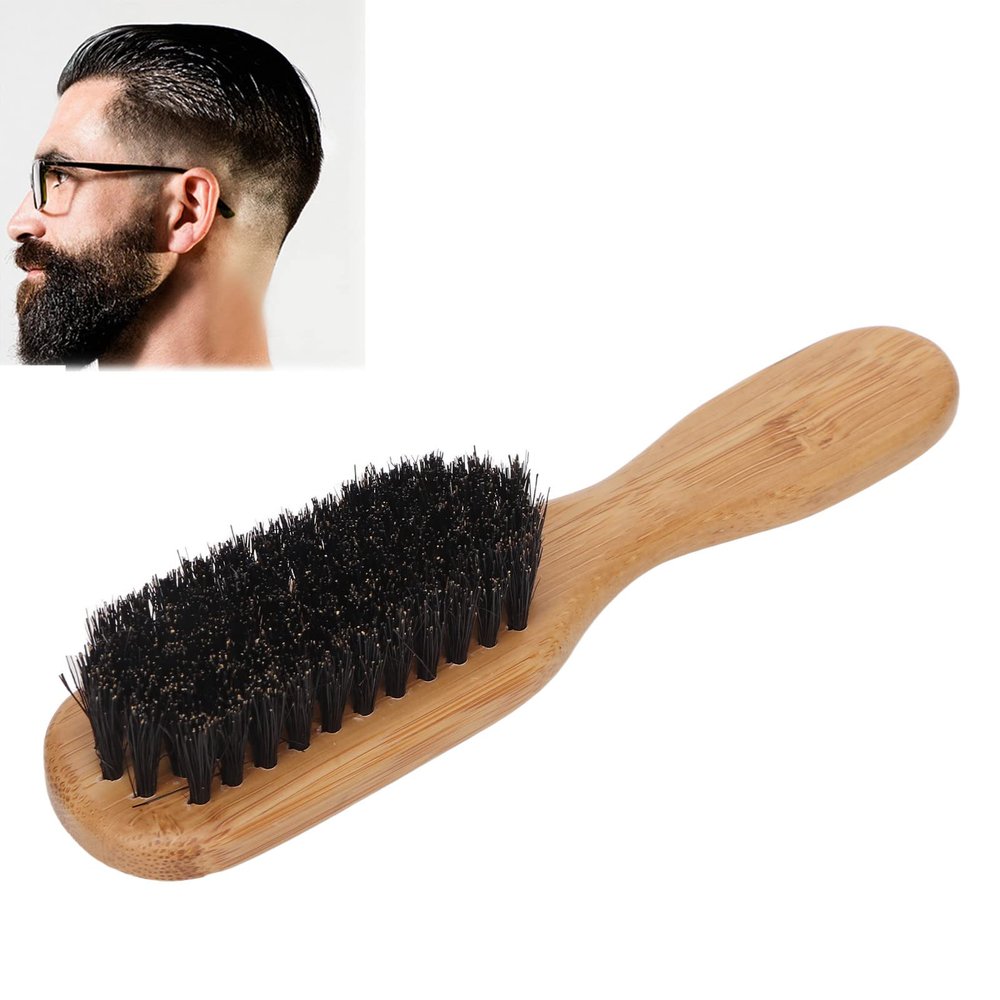 Beard Brush Reinforced Process Skin Wood Handle Hair Salon Tool, Beard Cleaning Tool for Safety Razor