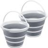 2-Pack Collapsible Bucket 2.6 Gal/10L, BPA-Free - Space-Saving, Portable Foldable Water Pail for Versatile Use, Home, Outdoors, Car Wash, Camping, Fishing - Grey view 1