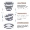 2-Pack Collapsible Bucket 2.6 Gal/10L, BPA-Free - Space-Saving, Portable Foldable Water Pail for Versatile Use, Home, Outdoors, Car Wash, Camping, Fishing - Grey view 4