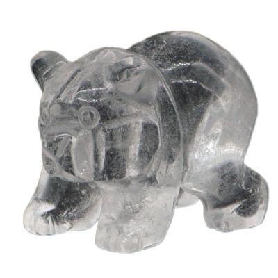 CZAOINCU Home Collections 1PC Bear Figurine Crystals and Stones Natural Gemstone Hand-Carved Stone Crafts Animal Statue Home Office Decor Gift (Color : Clear Quartz, Size : 1.5inch)