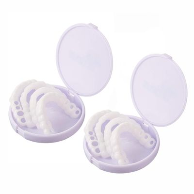 Flipped Warmth Smile Teeth Veneers Instant Veneers, 2 Pairs Dentures False Teeth Top And Bottom Dentures Smile Comfortable Veneers Cosmetic Teeth Veneers for Men And Women