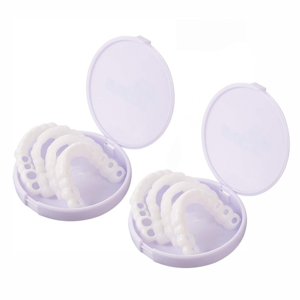 Flipped Warmth Smile Teeth Veneers Instant Veneers, 2 Pairs Dentures False Teeth Top And Bottom Dentures Smile Comfortable Veneers Cosmetic Teeth Veneers for Men And Women