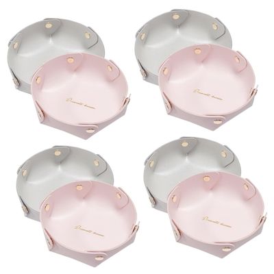 8 Pcs Multifunctional Storage Tray Letter Tray Document Holder Catch All Trays Bathroom Vanity Tray Trinket Dish Leather Key Holder Change Tray Travel Metal Cosmetic Console Table/415