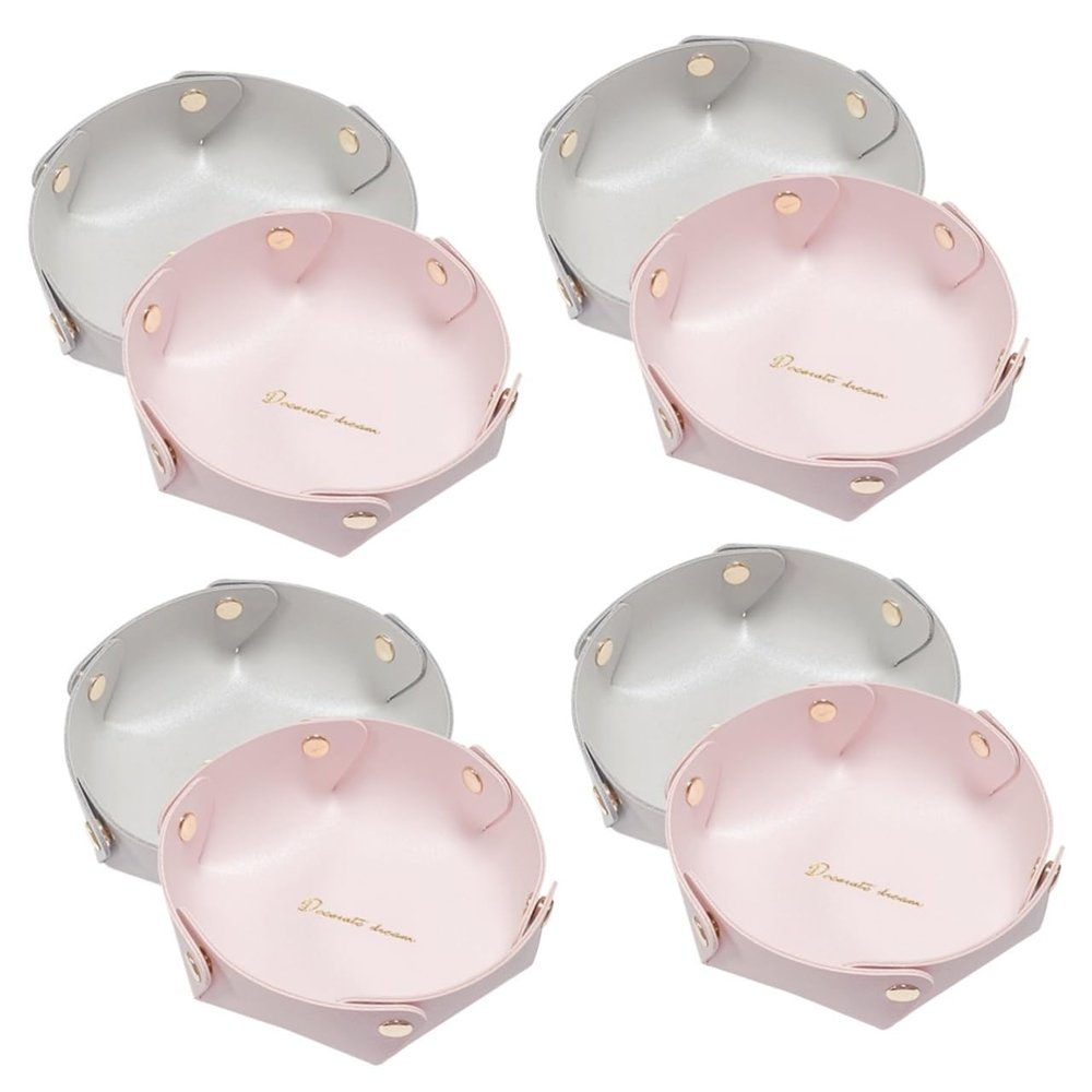 8 Pcs Multifunctional Storage Tray Letter Tray Document Holder Catch All Trays Bathroom Vanity Tray Trinket Dish Leather Key Holder Change Tray Travel Metal Cosmetic Console Table/415