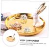 1pc Rabbit Jewelry Tray Nightstand Decor Jewelry Plate Earring Tray Ring Display Tray Table Top Decor Night Stand Decor Sundries Storage Tray Delicate Ceramic Gold Plated/489 view 2