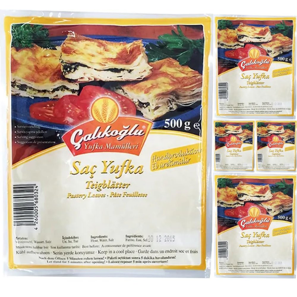 Calikoglu Teigblatter Filo Pastry Sheets phyllo dough 500 gram x 5 Packs