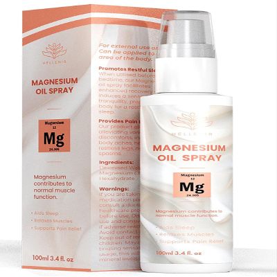 Magnesium Oil Spray 100ml | Natural Repair Magnesium Spray for Sleep, Restless Legs, Sore Muscles | Menopause Relief | Vegan | by Hellenia