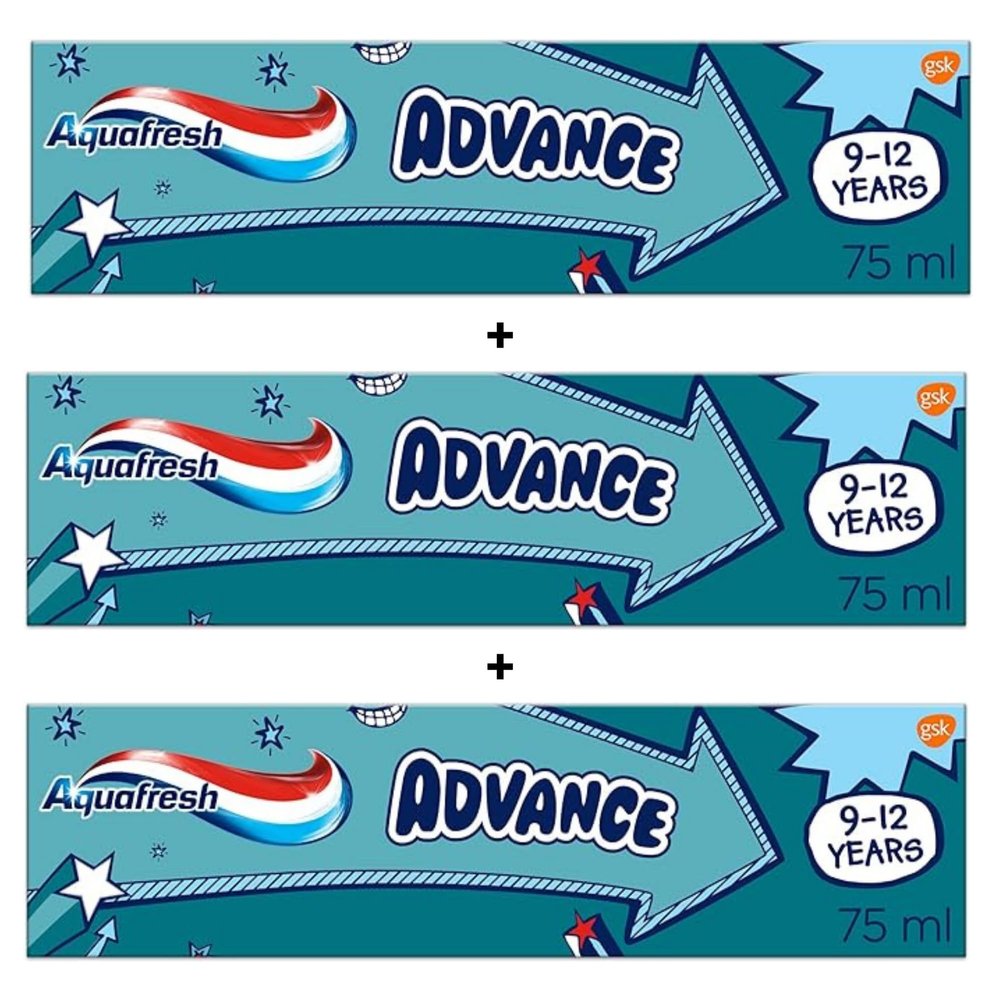 Advance Toothpaste for Kids 9 to 12 Years, 75ml (3 Pack) - Toothpaste Multipack - Fluoride Protection for Strong Teeth and Fresh Breath.