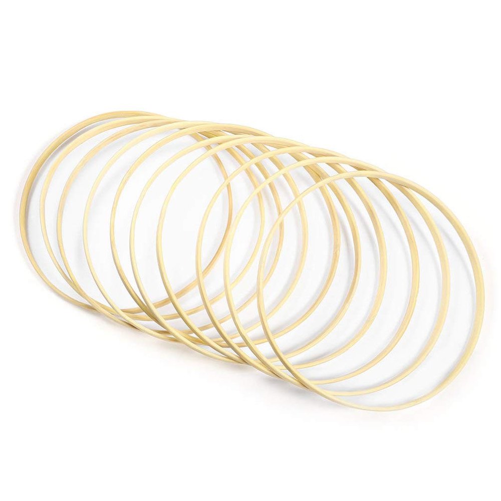 36 Pcs Wooden Hoops for Crafts Hoop Rings for Crafts Wood Hoop Macrame Rings Supplies Wood Embroidery Hoop Circle Macrame Wooden Rings Wreath Natural Bamboo/326