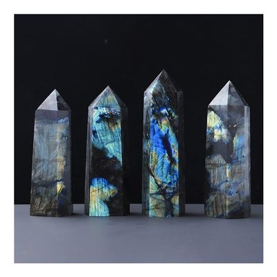 BIANMTSW Home Collections Natural Big Size Blue Light Gem Moonstone Crystal Point Labradorite Quartz Wand Divination Home Decoration (Color : Crystal Stone, Size : 900-1200g)