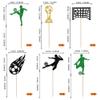 Rsstarxi 24 Pack Soccer Cupcake Toppers Glitter Football Sports Goal Game Trophy Cupcake Picks Football Soccer Cake Decorations for Baby Shower Boys Birthday Party Decors Green view 2