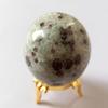 CZAOINCU Home Collections White Moonstone Rare with Garnet Patches 45-48 mm Ball Sphere with Stand Gemstone Carved Crystal Devotional Spiritual Metaphysical view 2