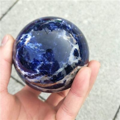 UYCUODLUY 1pc Natural Blue Sodalite Spheres Polished Blue-Veins Stone Crystal Ball 60mm-75mm Suitable for Furniture Decoration (Color : 70mm)