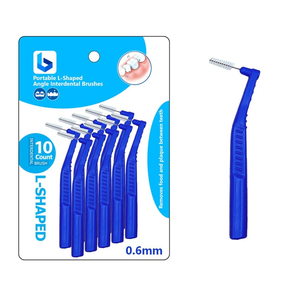 BOULTON Angle Interdental Brushes  Pack of 10 | L Shape Interdental Brush for Teeth Clean Oral Hygiene Tooth Floss | Dental Picks Interdental Toothpick Stick Toothbrushes Teeth Brushes (0.6mm)