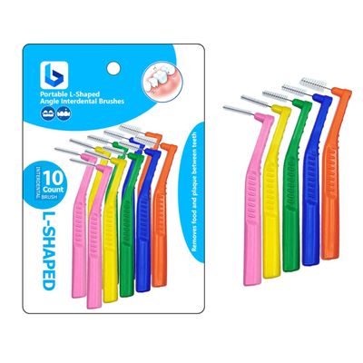 BOULTON Angle Interdental Brushes Pack of 10 | L Shape Interdental Brush for Teeth Clean Oral Hygiene Tooth Floss | Dental Picks Interdental Toothpick Stick Toothbrushes Teeth Brushes (Mixed)