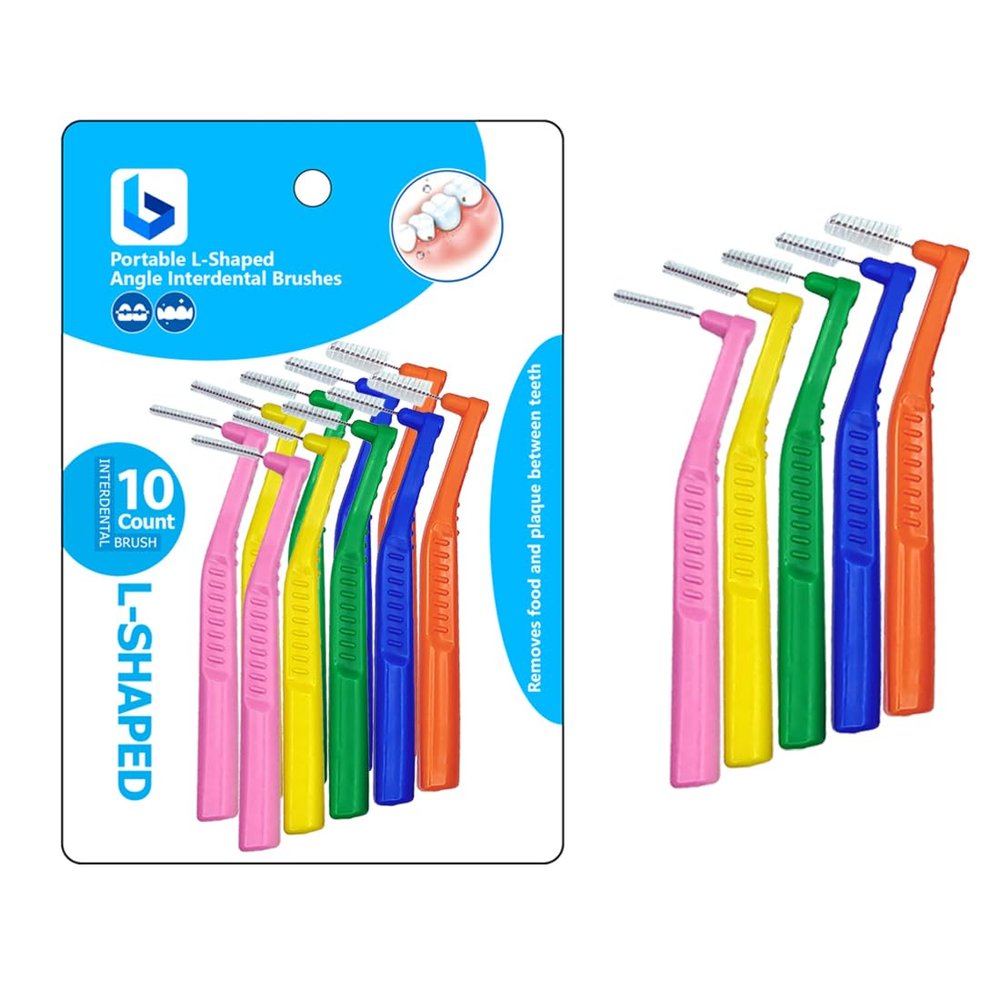 BOULTON Angle Interdental Brushes  Pack of 10 | L Shape Interdental Brush for Teeth Clean Oral Hygiene Tooth Floss | Dental Picks Interdental Toothpick Stick Toothbrushes Teeth Brushes (Mixed)