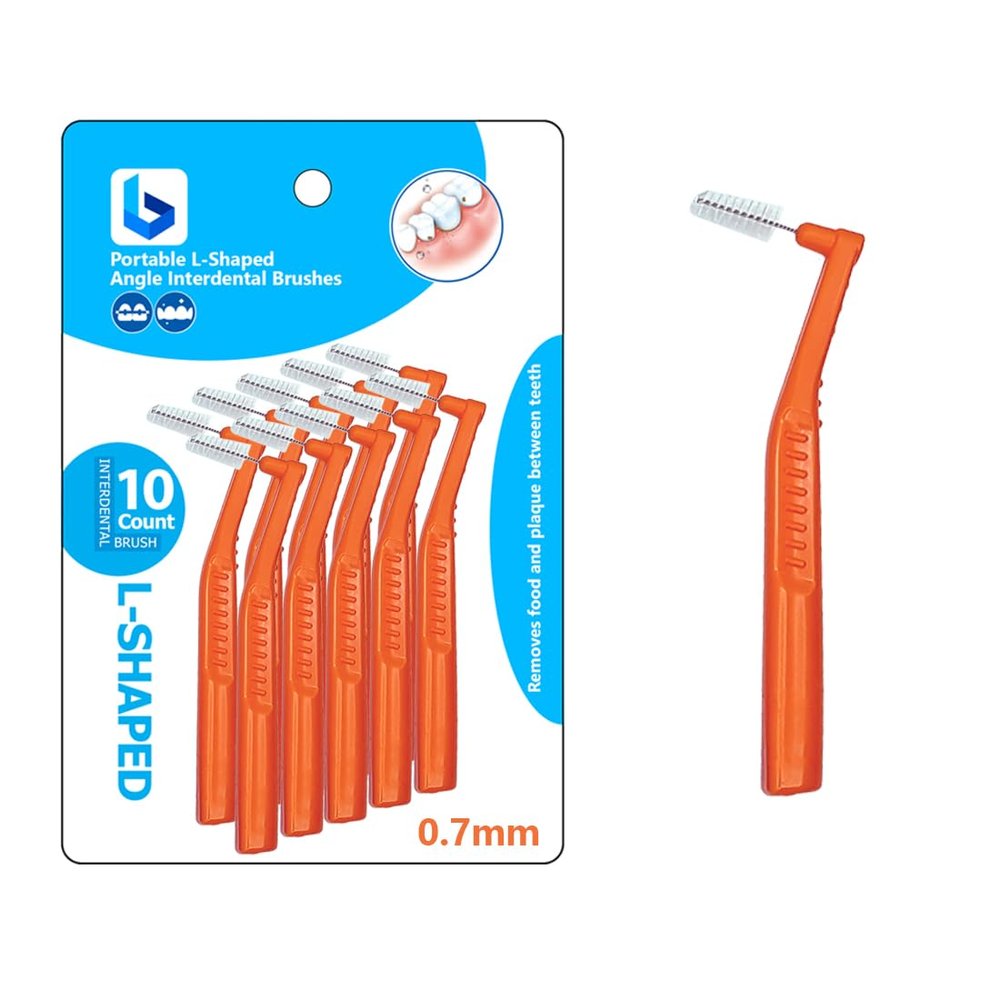 BOULTON Angle Interdental Brushes  Pack of 10 | L Shape Interdental Brush for Teeth Clean Oral Hygiene Tooth Floss | Dental Picks Interdental Toothpick Stick Toothbrushes Teeth Brushes (0.7mm)