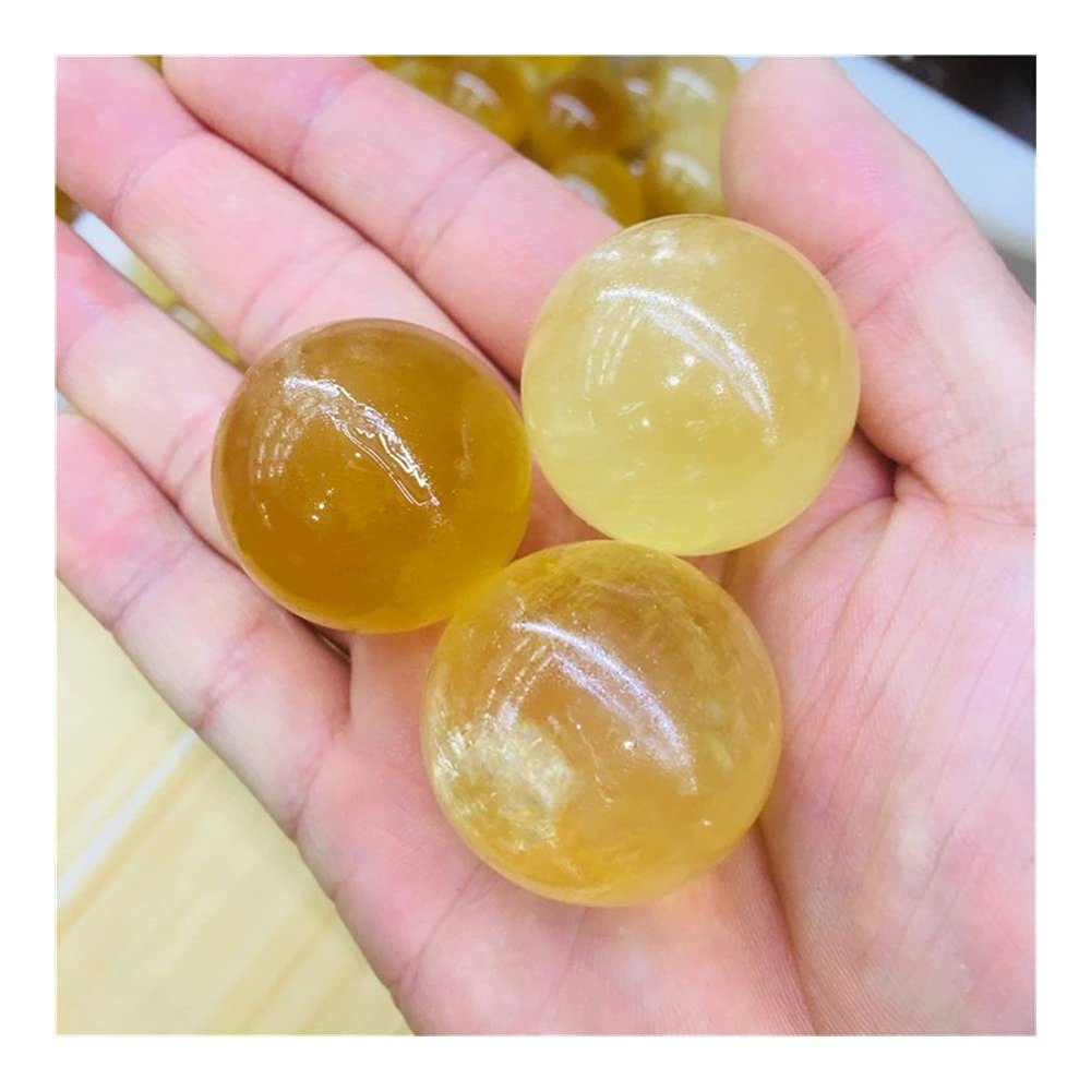 UYCUODLUY Natural Yellow Selenite Opal Polished Crystal Spherical Stone GemstoneOriginal Gypsum Stone Massager Natural stones