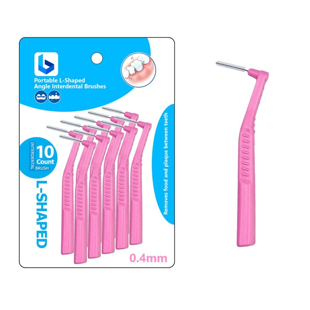 BOULTON Angle Interdental Brushes  Pack of 10 | L Shape Interdental Brush for Teeth Clean Oral Hygiene Tooth Floss | Dental Picks Interdental Toothpick Stick Toothbrushes Teeth Brushes (0.4mm)