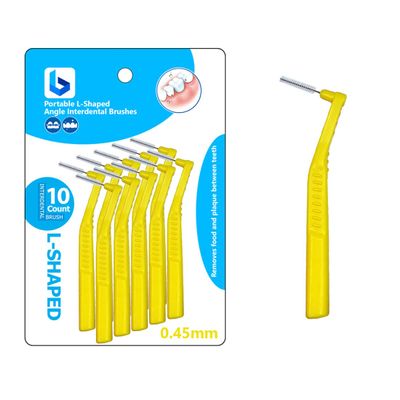 BOULTON Angle Interdental Brushes  Pack of 10 | L Shape Interdental Brush for Teeth Clean Oral Hygiene Tooth Floss | Dental Picks Interdental Toothpick Stick Toothbrushes Teeth Brushes (0.45mm)