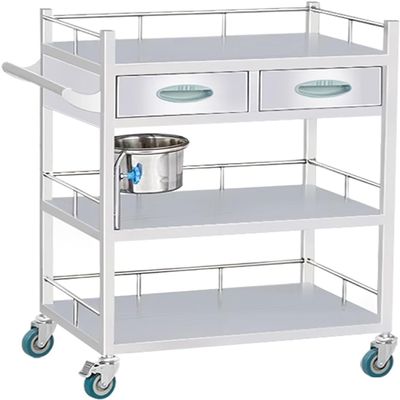 2-Layer Medical Trolley Stainless Steel Rolling Cart For Maximum Load 150kg (Size:604086cm,Color:Double Drawer)