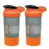 JMS we create smile Set of 2 - Protein Shaker Bottle 600ml Sports Bottle for Protein Shake Leakproof Shaker Cup with Stainless Steel Mixer Ball Secure Drink for Fitness Gym & Travel (Orange) view 1