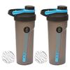 JMS we create smile Set of 2 - Protein Shaker Bottle 700ml Sports Bottle for Protein Shake Leakproof Shaker Cup with Stainless Steel Mixer Ball Secure Drink for Fitness Gym & Travel (Blue) view 1