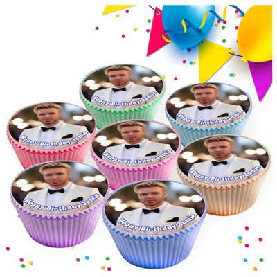12x YOUR OWN PERSONALISED PHOTO OR LOGO EDIBLE ICING 6.5 cms CUPCAKE TOPPERS DECORATIONS