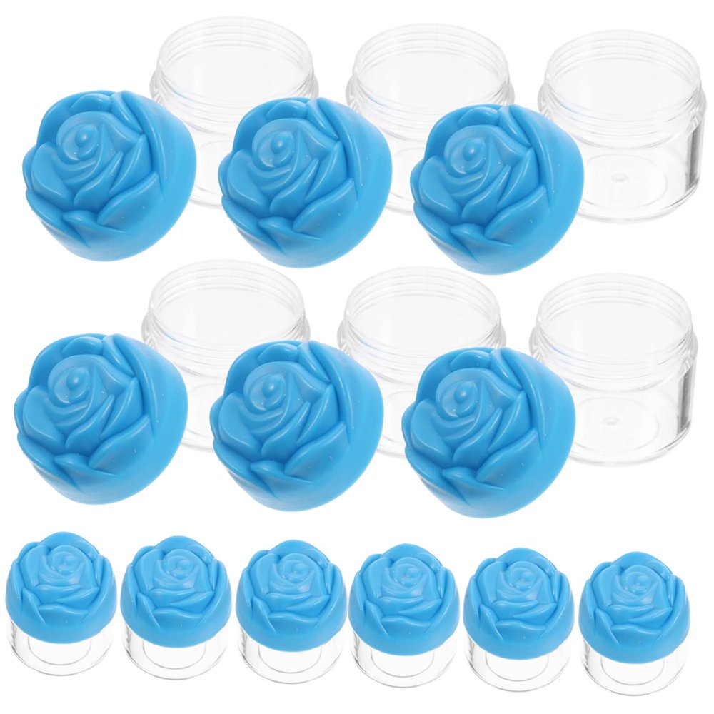 12pcs Bottled Refillable Cream Jars Refillable Cream Container Rouge Storage Tank Empty Cosmetic Containers Empty Lotion Jars Creami Travel Lips Plastic Small Jar/215 (Color : Blue, Size : 3.8x3.8x4