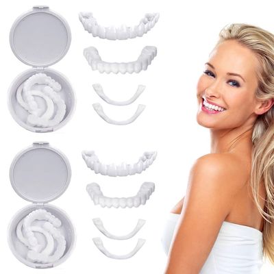 1 Set Fake Teeth Denture Clip in Teeth Veneers, Confidence Smile Dentures False Teeth Set with Mini Tweezers, for Men and Women Teeth Whitening Alternative