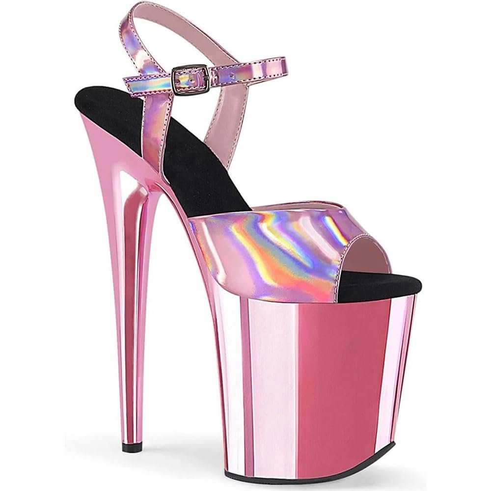 LIXSAJIE Women's 7.8 Inch Ankle Strap Sandals Pole Dance Shoes Sexy Fetish Open Toe Platform Exotic Stripper Patent Leather High Heels high/A/36EU